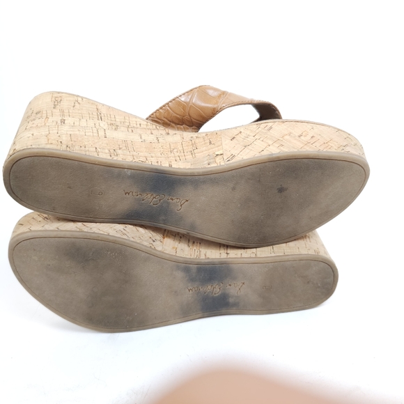 Sam Edelman Romy Platform Tan Thong Sandals Shoes Size 9 Cork Wedge - Picture 6 of 11